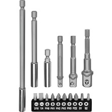 Misda Store Parça Mıknatıslı Bits Uç Adaptör Seti 1/4 1/2 3/8 1/4 Yıldız Düz Uçlar S1 S2 Ph Uç Matkap Uyumlu