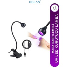Ocean Mandallı USB Girişli 360 Derece Dönebilen Uv LED Lambası Siyah ASU-938SIYAH