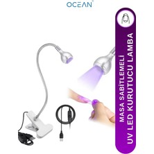 Ocean Mandallı USB Girişli 360 Derece Dönebilen Uv LED Lambası Beyaz ASU-938BEYAZ
