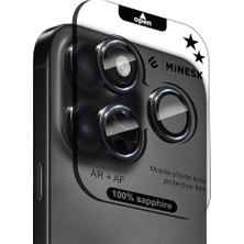 Lidyahan Store iPhone 15 Pro / 15 Pro Max ile Uyumlu Orijinal Safir Cam (%99.9 Saflıkta Gerçek Safir) Cihazın Kendi Lensleri ile Aynı Materyal Lens Koruyucu Kamera Camı (Siyah)