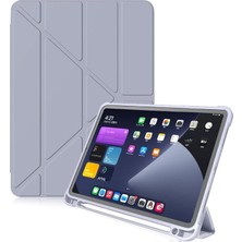 Misda Store iPad Air 3 10.5 ile Uyumlu Kılıf Kalem Bölmeli Trifolding Case A2152 A2123 A2153 A2154 Mor