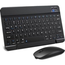 Lidyahan Store Kablosuz Şarjlı Türkçe Q Klavye Alüminyum Alışım Mini Pilli Mouse Süper Hafif Taşınabillir Bluetooth Eşleştirmeli Midi Klavye 25CM x 15CM