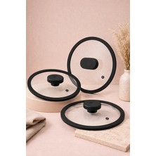 Lavonni 20/24/26 cm Silikon Cam Kapak - Siyah
