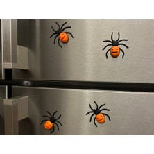 Generic Nokta Labs 5’li Set: Bal Kabağı Gövdeli Halloween Örümcek Magnet - Korkunç Eğlenceli Dekor