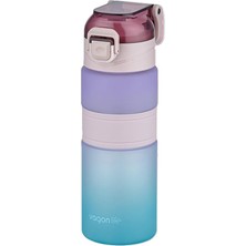 Çift Renk 600ML Kaydırmaz Silikon Gövde Rahat Içim-Pipetsiz- Motivasyon Su Matarası
