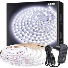 Şerit LED Işık Aydınlatma Seti Aç/kapa Butonlu, Adaptörlü, Mutfak Tezgah, Çalışma Masası, Dolap ve Raf Işıklandırma, Dekoratif Aydınlatma (Beyaz, 250 Cm)