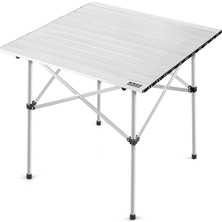 Kamp Masası, Güçlendirilmiş Alüminyum Katlanabilir Outdoor Masa, Piknik Masası, Menteşeli Sistem, Dayanıklı Sağlam Gövdeli Kamp Masası, Taşınabilir Hafif, 3-4 Kişilik, 70X70X60CM Gümüş