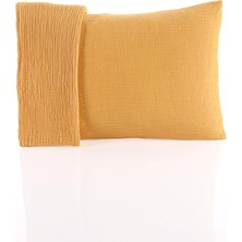Yastık Kılıfı 2 Adet Set, 50X70 cm 100% Pamuk Yumuşak Nefes Alabilir Kapaklı 4 Katlı Muslin Kumaş Düz Renk Yastık Kılıfları (Sarı, 50X70 cm (2 Adet))