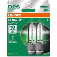 D2S Ultra Life Xenon Far Ampulü, 35W, 10 Yıl Garantili, 2'li Paket