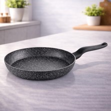 Lavonni Eco Diez 30 cm Granit Tava Siyah  Yanmaz Yapışmaz Çizilmez Büyük Boy Geniş Yüzey Sote Tava