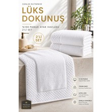 Taya Home 100% Pamuk 2'li Ayak Havlusu Yüksek Emici Lüks Banyo Paspası 50X80