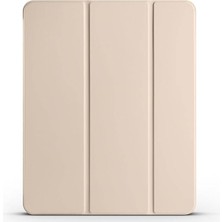 iPad Air 13 2025 M3 ile Uyumlu Standlı Kalem Bölmeli Arkası Transparan Kılıf Gold