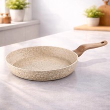 Lavonni Eco Diez 32 cm Granit Tava Cappucıno Yanmaz Yapışmaz Çizilmez Extra Büyük Boy Geniş Yüzey Aile Boy Sote Tava