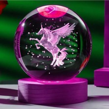baytoptan Kanatlı Unicorn Renk Değiştiren Işıklı Cam Küre 8cm