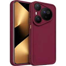 Fenza Huawei Pura 80 Pro ve Pura 80 Pro Plus Uyumlu Bordo Renkli Mat Silikon Telefon Kılıfı