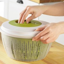 Pratik Salata Kurutucu, Sebze Yeşillik Marul Yıkama ve Kurutma Kabı Leğen Şeklinde Çevirmeli (Beyaz-Yeşil)