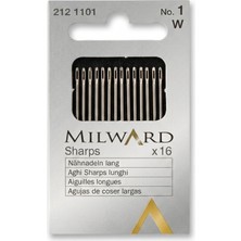 Milward 16 Adet Sharps El Dikiş Iğnesi No: 1 - Uzun ve Kalın Gövdeli Dayanıklı Çelik Terzi ve Ev Tipi Dikiş Iğnesi - 212 1101