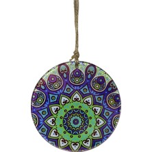 Özgürce Renkli Mandala Cam Askı, Şık ve Dekoratif Duvar Süsü (16 Cm)