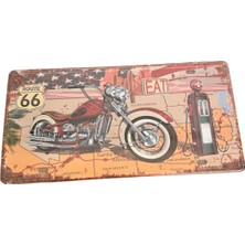 Özgürce Vintage Motosiklet Temalı Metal Plaka, Dekoratif 30X15 Cm, Retro Tarz