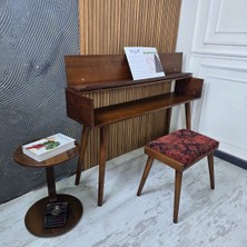 Hasağaç Etnik Kumaş Lacivert Piyano Taburesi ve Stant Seti Kaliteli Malzeme ile Uzun Ömürlü