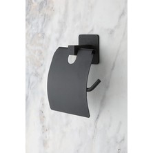 Banyo Kare Siyah Yapışkanlı Kapaklı Tuvalet Kağıtlığı Wc Kağıtlık Tuvalet Kağıdı Askısı