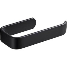 Banyo Yapışkanlı Lüks Tasarım Lamalı Tuvalet Kağıtlığı Siyah