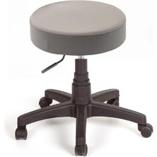 Ofis Kasiyer Taburesi Tekerlekli Deri Döşeme Oturak Eczane Laboratuvar Çalışma Koltuğu Acık Gri