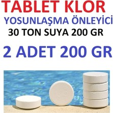 Tablet Klor 200 gr 2 Adet Yosun Önleyici Havuz Temizleyici Havuz Tablet Kloru Su Dezenfektanı