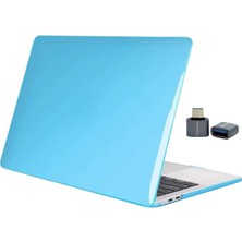 MacBook Pro 13 Inç M1 M2 Sert Kapak Kılıf | Şeffaf Kristal Parlak Alt+Üst Koruma | 360° Çizilmeye Dayanıklı Laptop Kılıf Açık Mavi