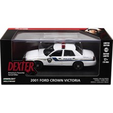 Greenlight Dexter 2001 Ford Crown Victoria Polis Aracı Mavi Şeritli 1:43 Diecast Koleksiyon Modeli