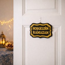 Özgürce Hoşgeldin Ramazan Simli Kapı Süsü Altın Siyah Dekoratif Yazı