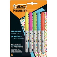 Intensity Permanent Kalıcı Markör 5'li Blister, 5 Canlı Renk, Kauçuk Tutaç, Hızlı Kuruma, Hafif Koku