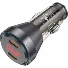 Prativas Hoco NZ12C Graceful PD60W 2 Type-C Girişli Araç Çakmaklı Hızlı Şarj Aleti-(57 - PRTHBY3145-7