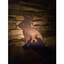 Özgürce Sevimli Tavşan Figürlü Dekoratif Mumluk, Gölgeli Tealight Aksesuarı