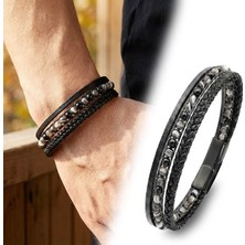 Moncuk Design Akik Doğaltaş ve Deri Çoklu Bileklik 33512B9D25