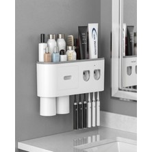 xirshop Duvara Monte Diş Fırçası Tutucu Otomatik Çift Dispenserli Çok Fonksiyonlu