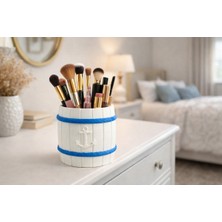 Özgürce Deniz Temalı Fıçı Tasarımlı Makyaj Organizeri, Çapa Detaylı Kozmetik Düzenleyici