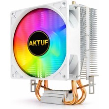 Aktuf AK2X Rainbow 2 Bakır Borulu 105 Tdp Amd/intel Kule Tipi Yüksek Işlemci Soğutucusu Beyaz