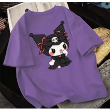 Nıgrum Pardus Özel Seri Çılgın Kuromi Baskılı Pamuk Ultra Rahat Kız Çocuk T-Shirt
