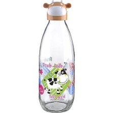 Uravas Store Inek Tasarımlı Sevimli Cam Suluk - Süt Şişesi 1000 ml
