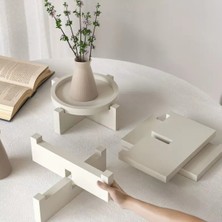 Özgürce Yuvarlak Ayaklı Çok Amaçlı Sunum Tabakası ve Organizer Seti