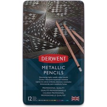 Derwent : Metallic Pencil : Kuru Boya Kalem Seti : 12 Renk (Metal Kutu)