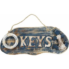 Özgürce El Yapımı Ahşap Çapa ve Simitli Askılık Anahtarlık, 31 cm