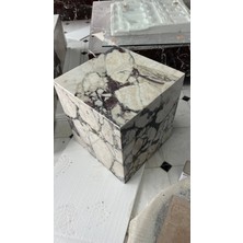 Adomar Marble Calacatta Viola Küp Yan Sehpa
