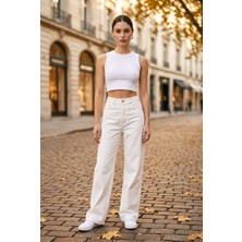 Hies Salaş Palazzo Kot Pantolon - Denim Kumaş Likralı ,bol Paça Kadın Jeans