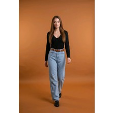 Hies Salaş Palazzo Kot Pantolon - Denim Kumaş Likralı ,bol Paça Kadın Jeans