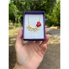 Nergis Collection Kişiye Özel Harf Kolye Murano Kalp Murano Kolye ( Istediğiniz Isim Yazılır )