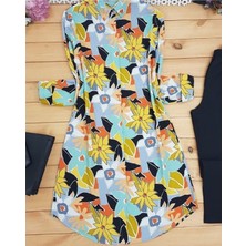 Moda Morfo Çiçek Desen Tunik -Sarı