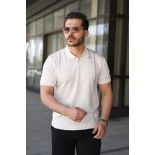 Erkek Çizgi Detaylı Yakalı Triko Tişört