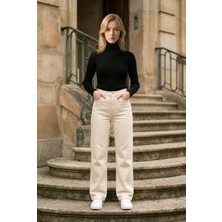 Hies Salaş Palazzo Kot Pantolon - Denim Kumaş Likralı ,bol Paça Kadın Jeans